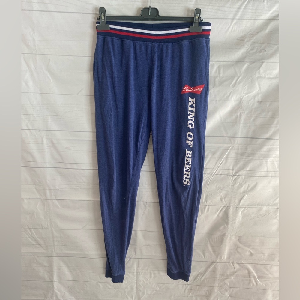 Budweiser Lounge Pants Adult’s Medium Blue Joggers Pocket King Of Beer